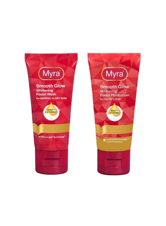 كريم مايرا سموث جلو لتفتيح وتبييض البشرة، مرطب للوجه، 40 مل، قطعتان